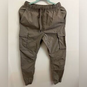 H&M Brown Cargo Pants with Elastic Waist and Tapered Legs